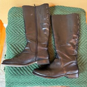 Arturo Chiang Dark Leather Over the Knee Boots